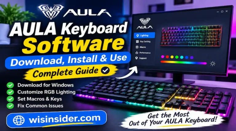 AULA Keyboard Software download and setup guide with RGB lighting, keyboard customization, and wisinsider.com branding Is this conversation helpful so far?